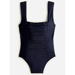 J CREW Ruched Square Neck One Piece Swimsuit Size 22 Navy Blue